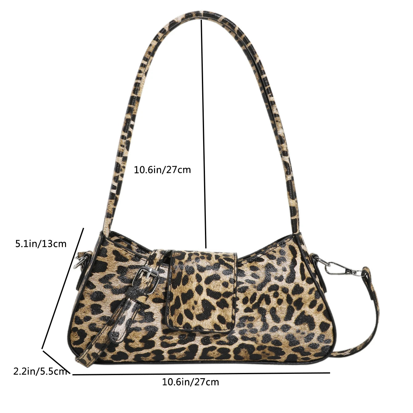 French Style Underarm Bag with Leopard Print