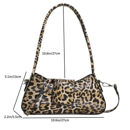 French Style Underarm Bag with Leopard Print
