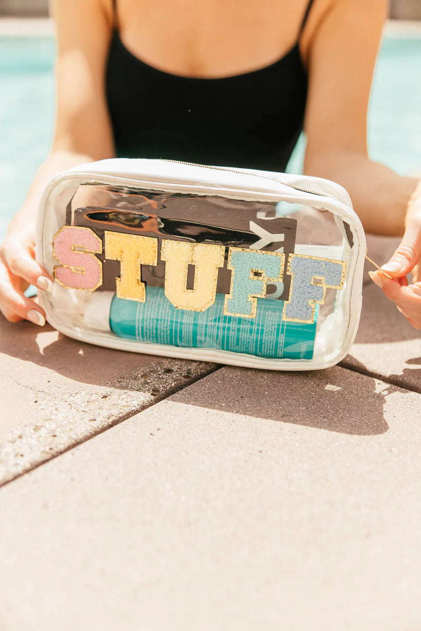 “Stuff” Clear Pouch in White