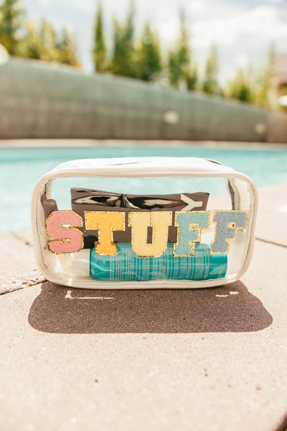 “Stuff” Clear Pouch in White