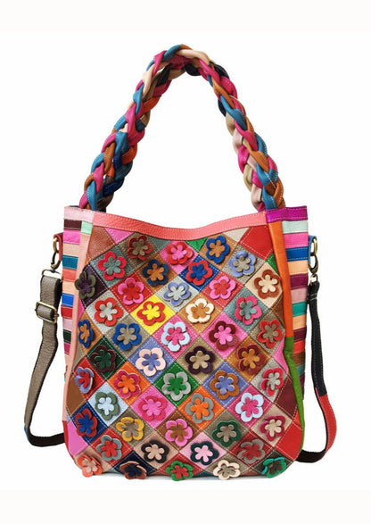 Handmade Floral Patchwork Leather Satchel