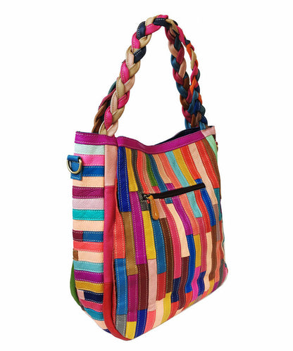 Handmade Floral Patchwork Leather Satchel