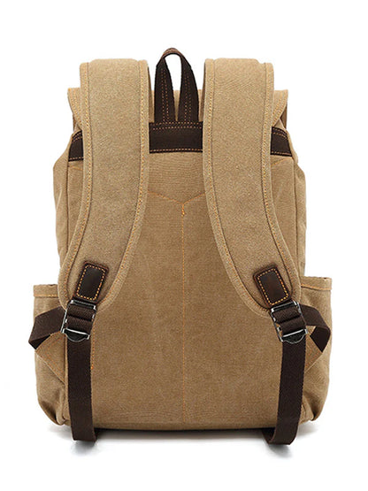 Canvas Travel Backpack with Leather Trim