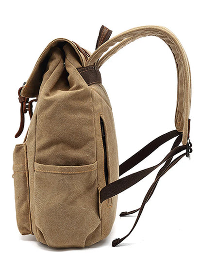 Canvas Travel Backpack with Leather Trim