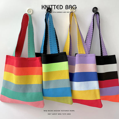 Grand Knit Tote Bag - Rayures Couleurs