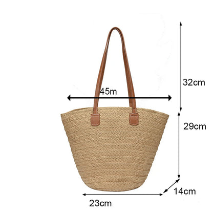 Sac fourre-tout tissé en paille de luxe