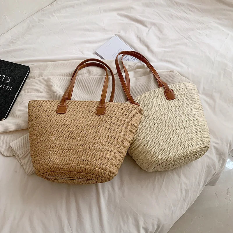 Sac fourre-tout tissé en paille de luxe