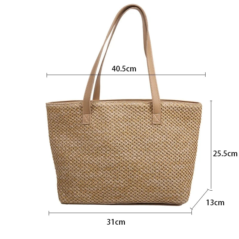 Sac fourre-tout en paille de plage d'été