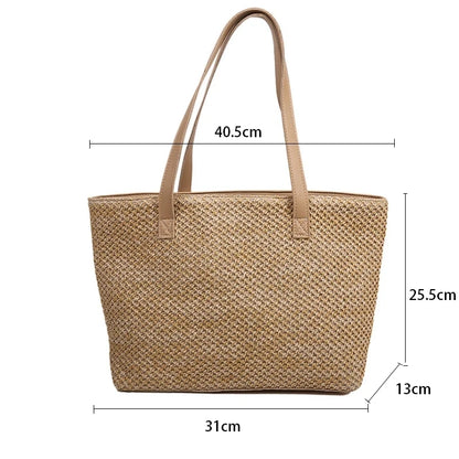 Sac fourre-tout en paille de plage d'été