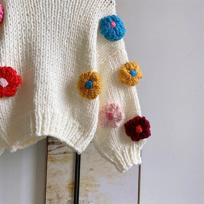 Gilet en tricot fleuri