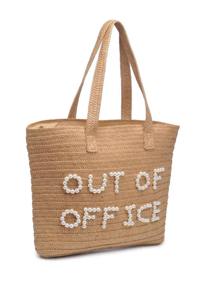 Out of Office Woven Straw Summer Tote Bag