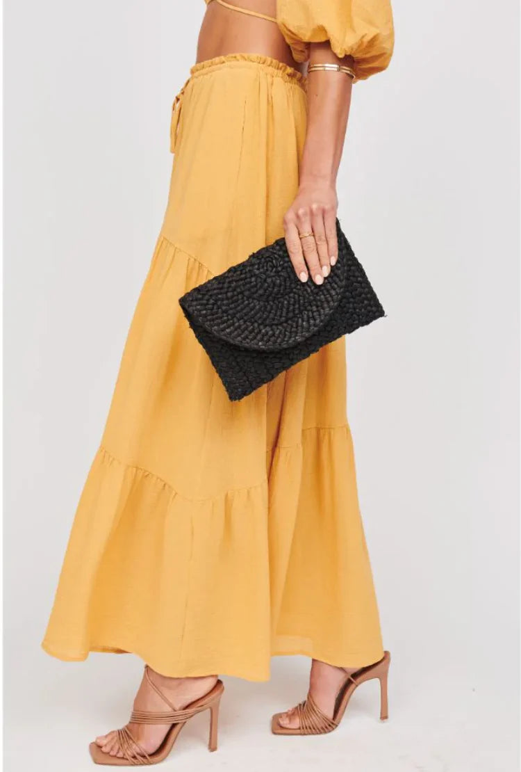 Poolside Black Straw Clutch