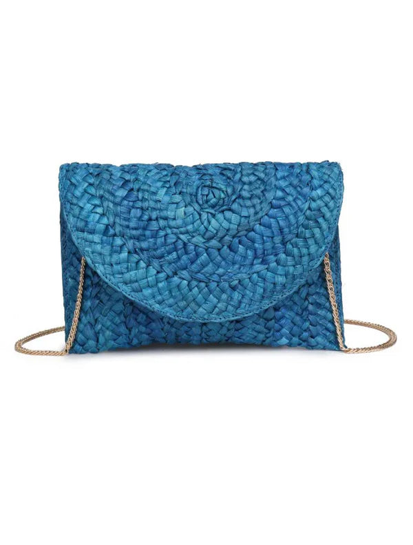 Poolside Blue Straw Clutch