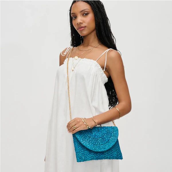 Poolside Blue Straw Clutch