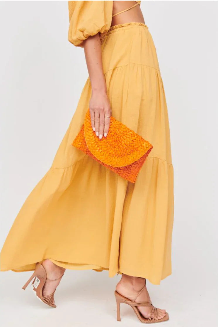 Poolside Orange Straw Clutch