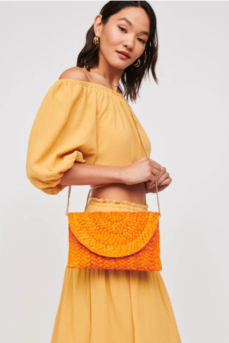 Poolside Orange Straw Clutch