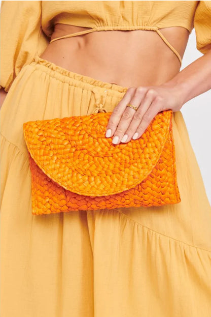Poolside Orange Straw Clutch