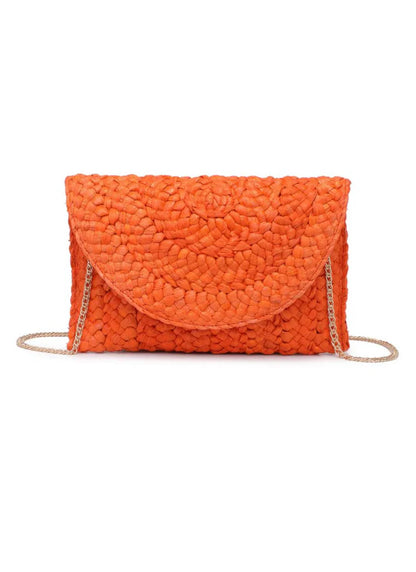 Poolside Orange Straw Clutch