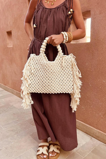 Woven Tassel Cotton Handbag