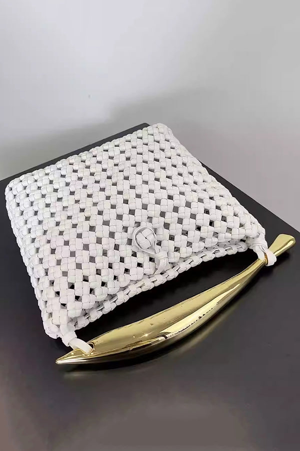 Woven Tote Bag with Metal Handles