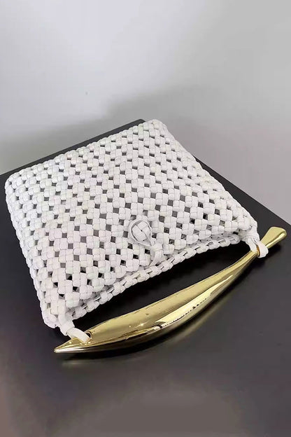 Woven Tote Bag with Metal Handles