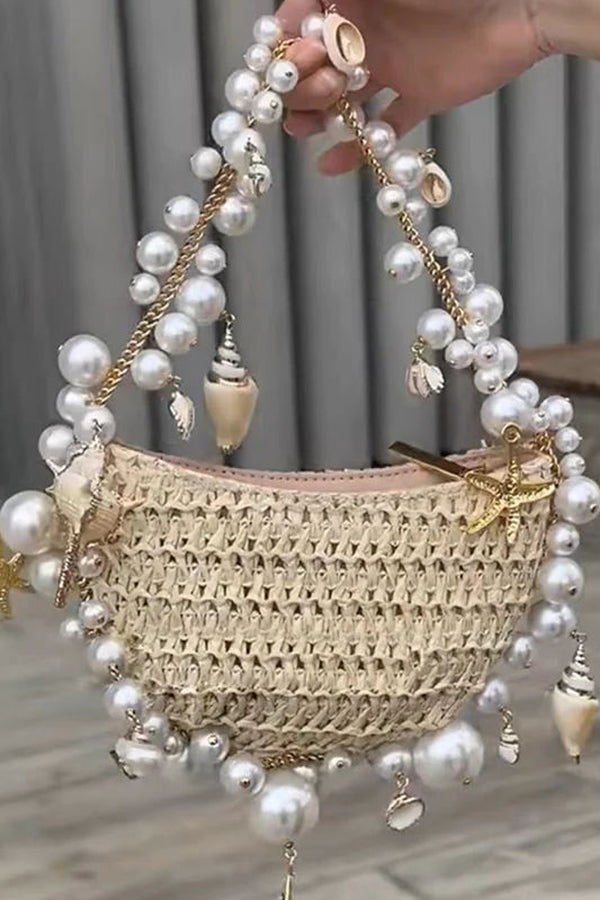 Pearl Conch Half-Moon Handbag