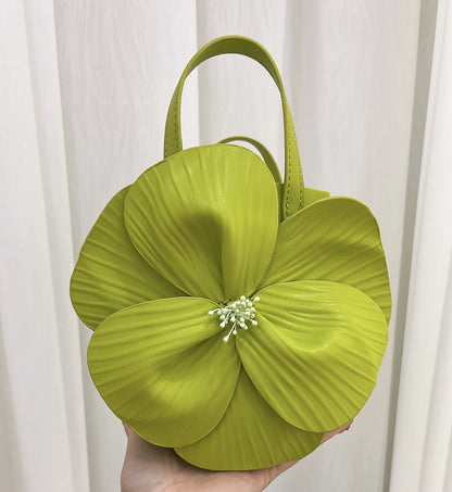 3D Petal Flower Faux Leather Handbag