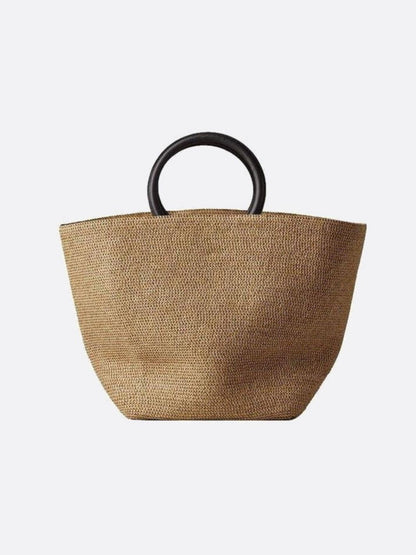 Straw tote bag with leather handles