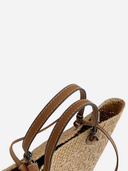 Straw and leather tote bag