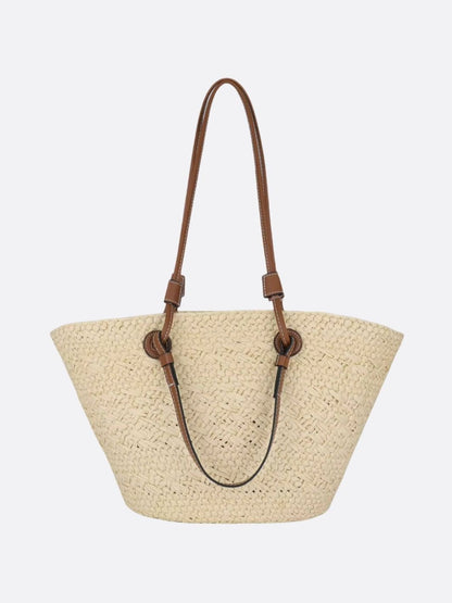 Straw and leather tote bag
