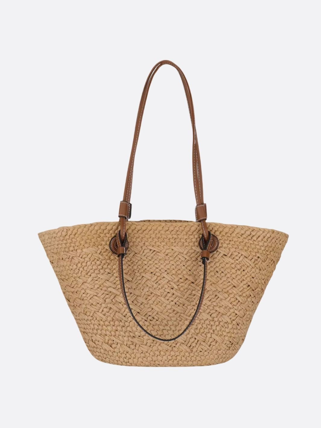 Straw and leather tote bag