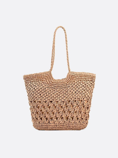 Braided straw tote bag