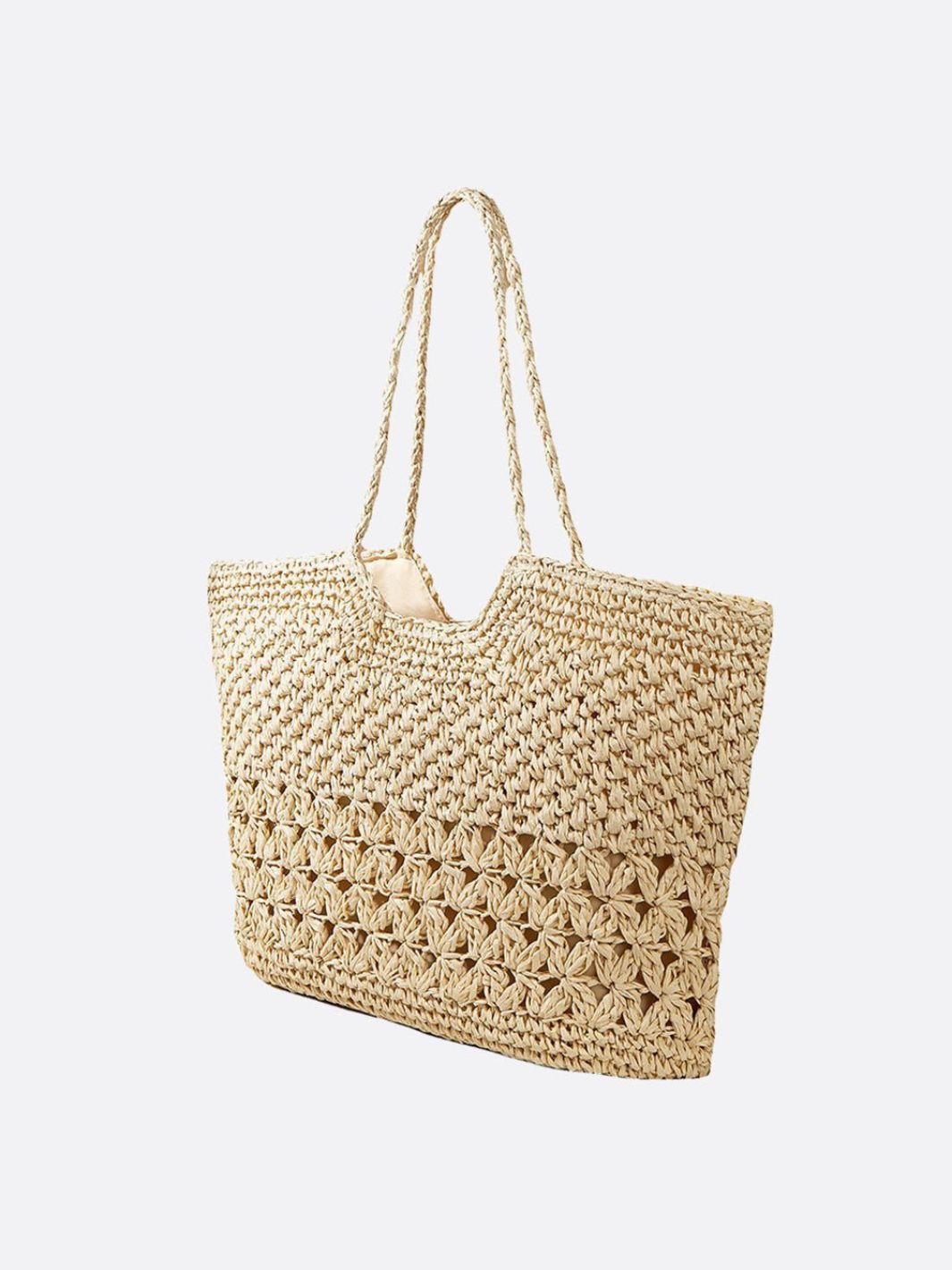 Braided straw tote bag