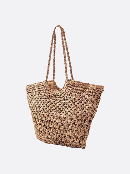 Braided straw tote bag