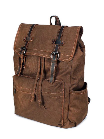 Canvas Travel Backpack with Leather Trim