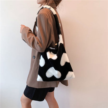 Love Heart Plush Shoulder Bag