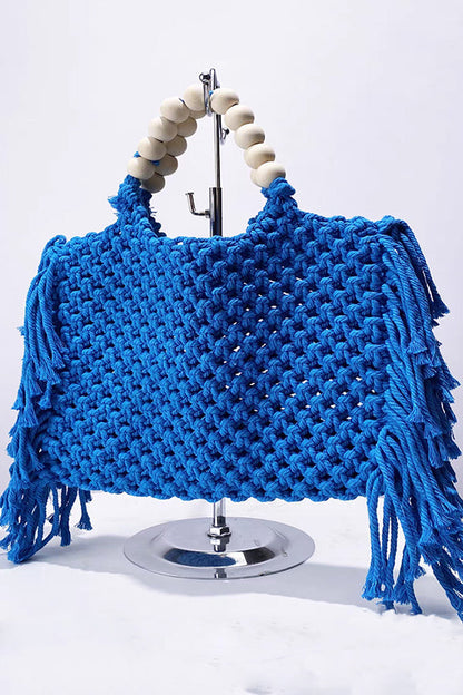 Woven Tassel Cotton Handbag