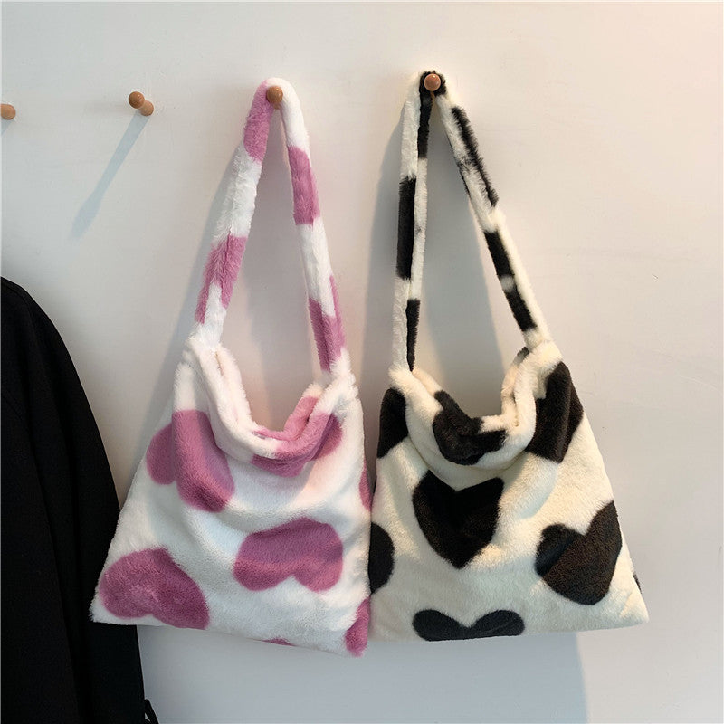 Love Heart Plush Shoulder Bag