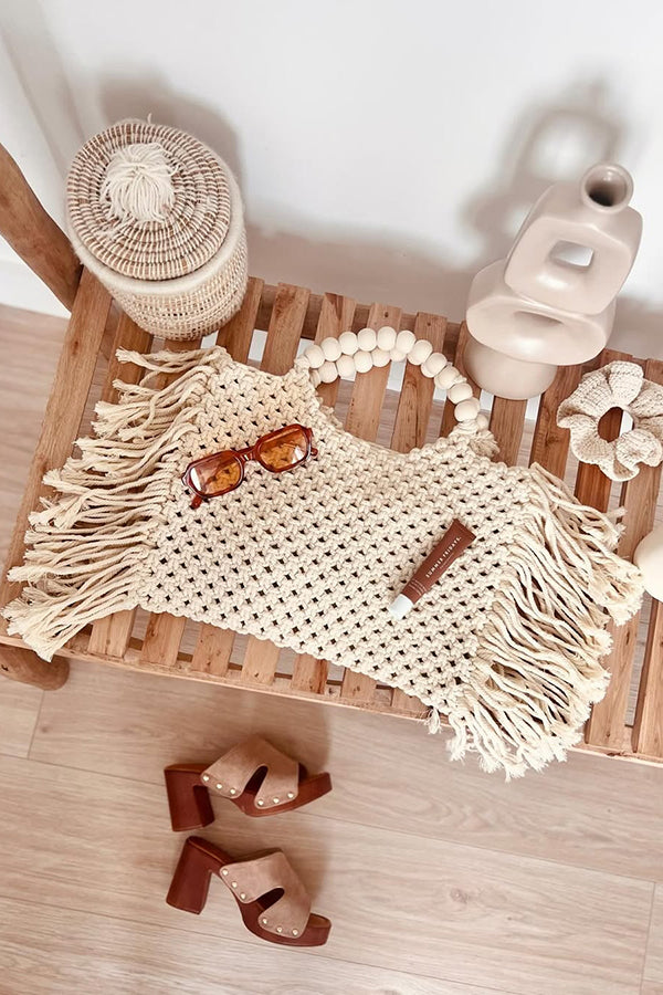 Woven Tassel Cotton Handbag