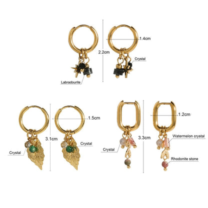 Green Stone Hoops