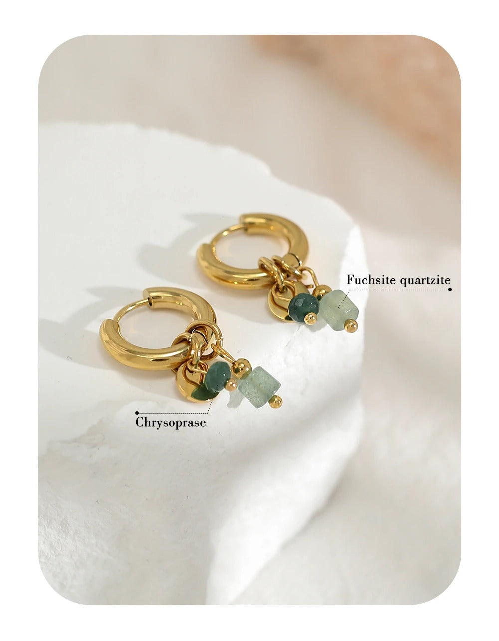Green Stone Hoops