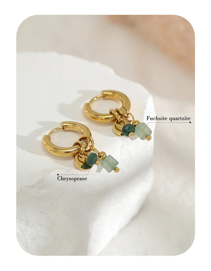 Green Stone Hoops
