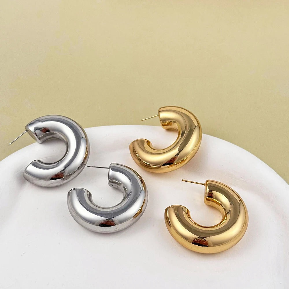 Silver | Chunky Hoop Earrings