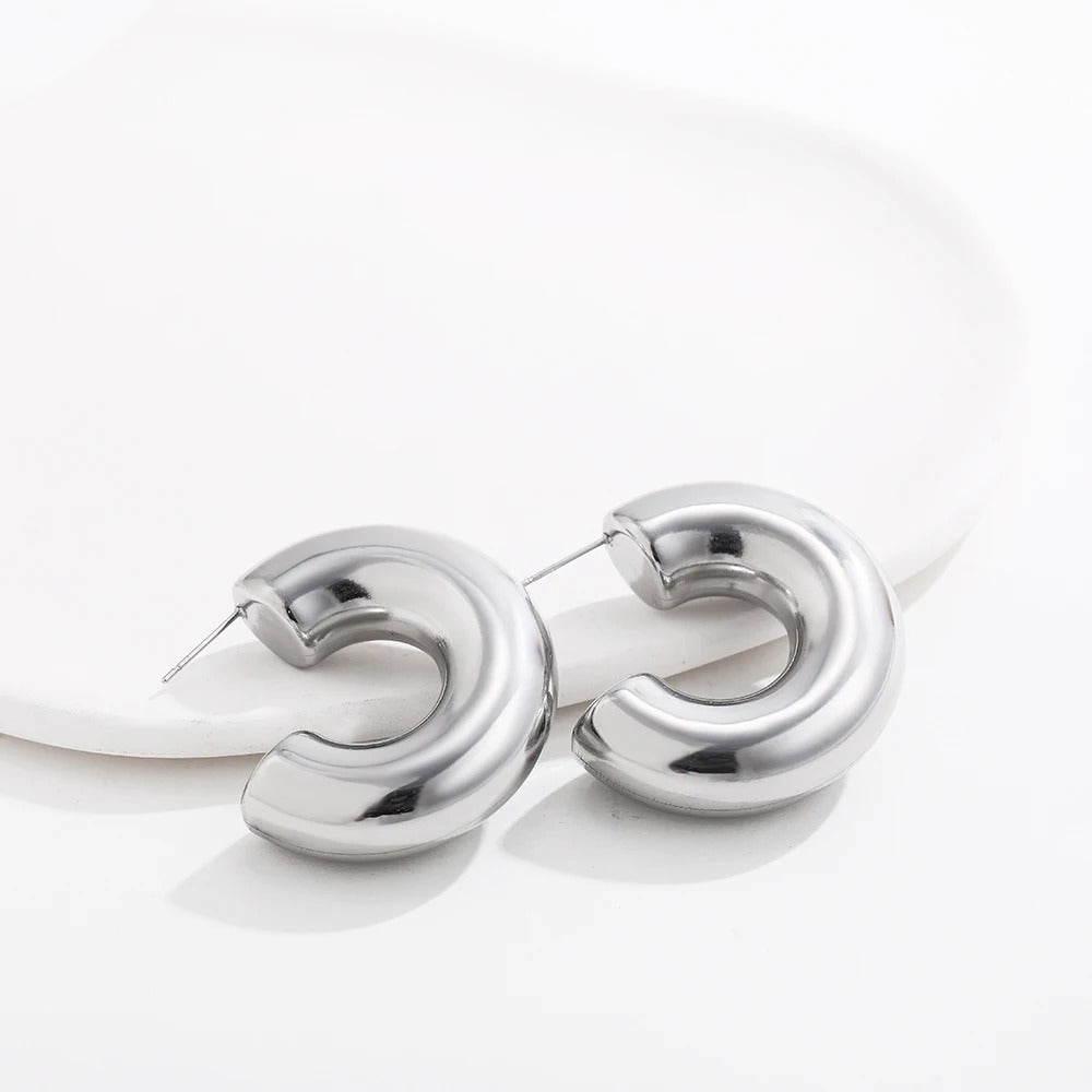 Silver | Chunky Hoop Earrings