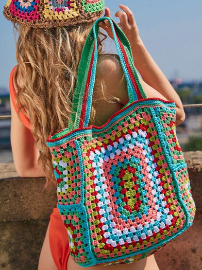 Large crocheted cotton tote bag