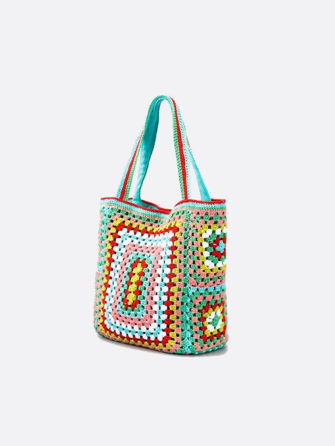 Large crocheted cotton tote bag