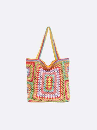 Large crocheted cotton tote bag