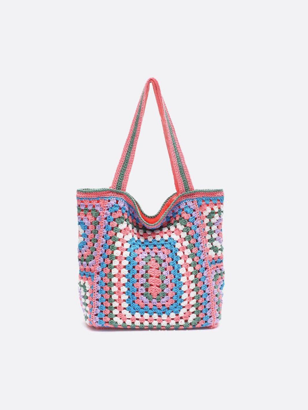 Large crocheted cotton tote bag