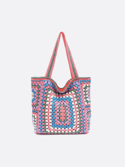 Large crocheted cotton tote bag