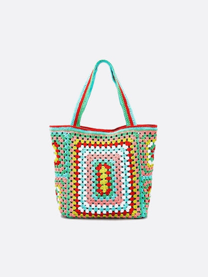 Large crocheted cotton tote bag